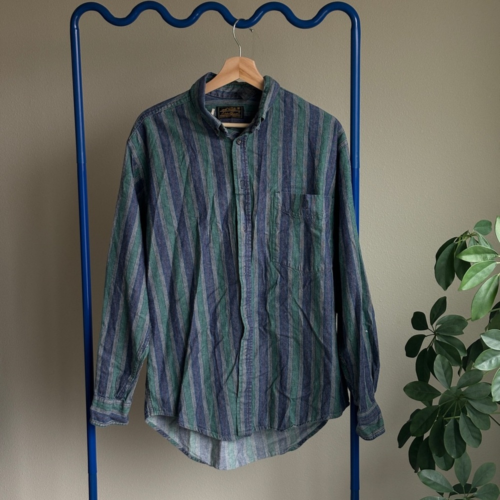 Striped Green and Blue Men's Shirt
